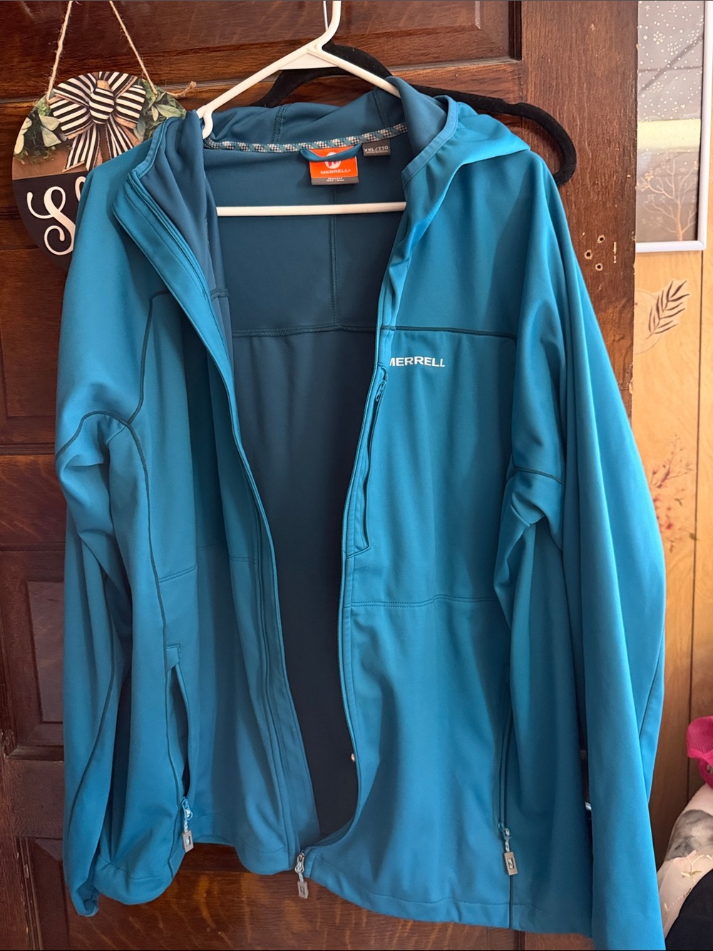 Merrell Teal Blue Hooded Softshell Jacket Wick and Wind XXL